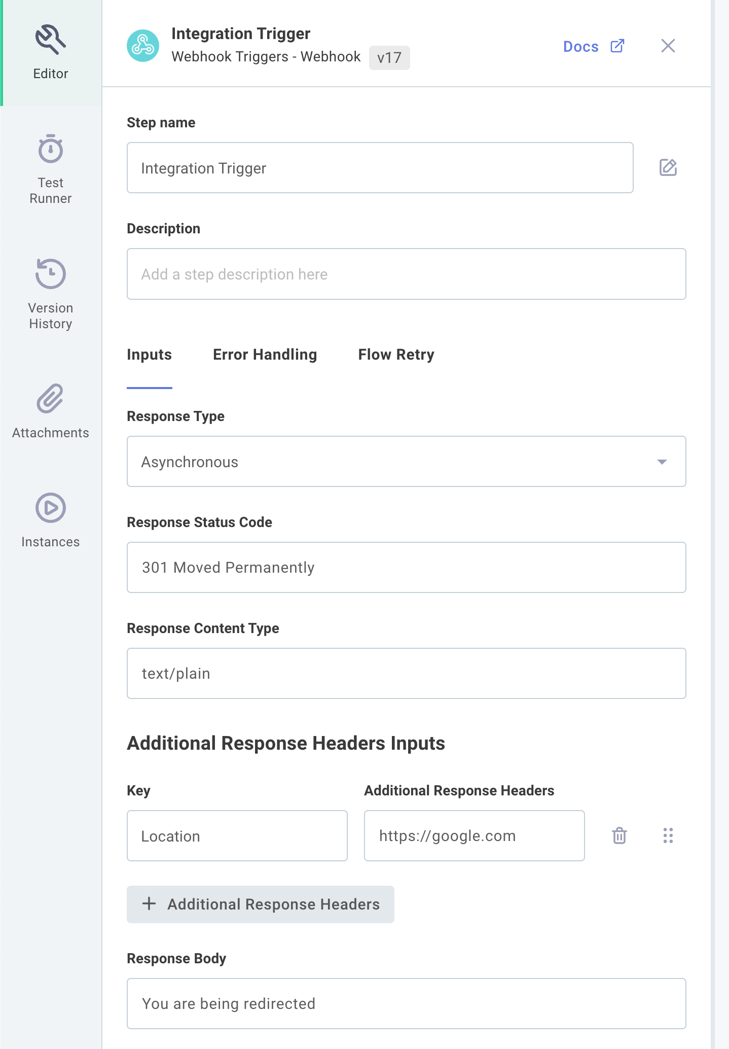 Customize webhook trigger response code